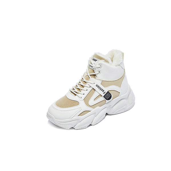 Fleece-lined Clunky Sneaker Women's Warm High Top Sneakers