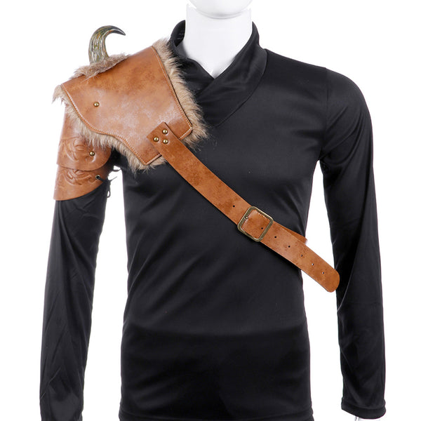 Disfraz de Halloween para hombre, armadura vikinga medieval, hombro