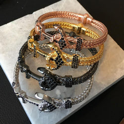 Pulsera de ancla de barco con diamantes y acero de titanio para hombre