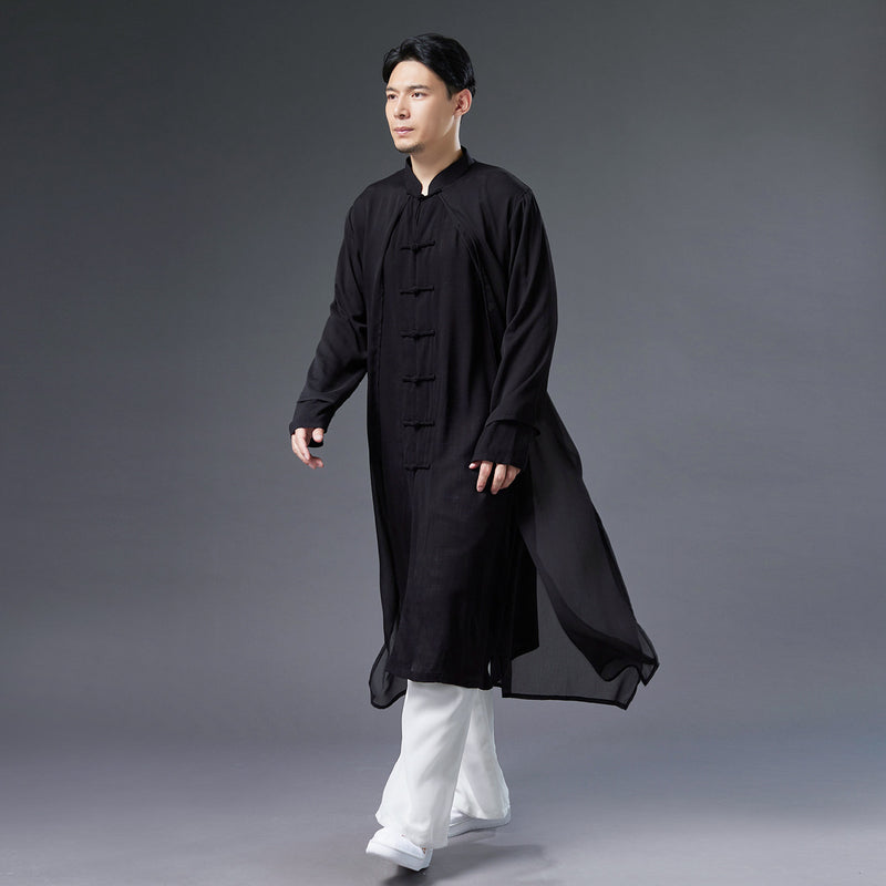 Ropa de hombre de la antigüedad verano Hanfu traje de gasa de hada blanca rendimiento bata china masculina