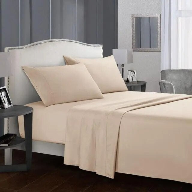 Solid color Bed sheet sets Flat Sheet+Fitted Sheet+Pillowcase Queen/ King Size 15 Colors Soft comfortable Bedding Set40