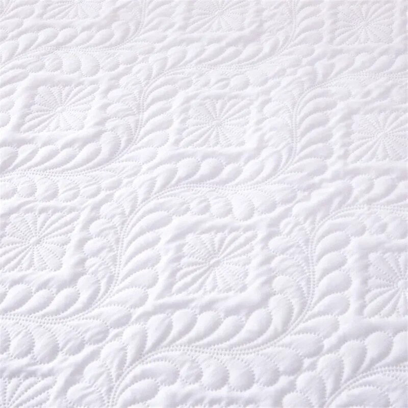 MECEROCK Solid Color Quilted Embossed Waterproof Mattress Protector Fitted Sheet Style Cover for Mattress Thick Soft Pad for Bed