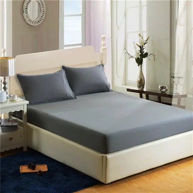 Pure 24 Colors Solid Fitted Bedsheet Cotton Polyester Fitted Sheet Full/Queen/King Modern Fashion Pure Colored Fitted Bed Sheets