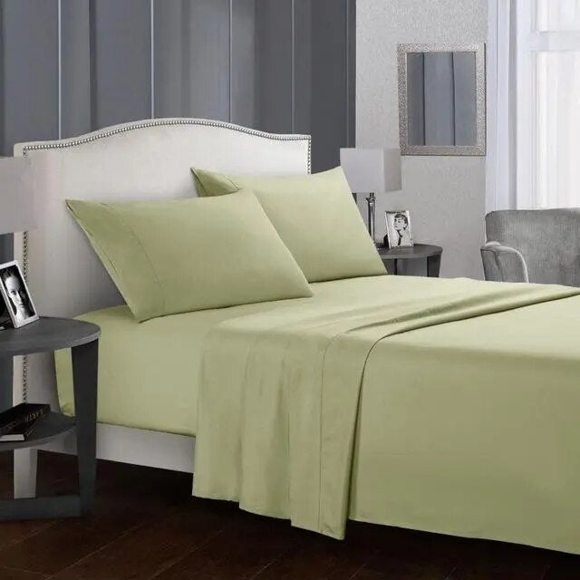 Solid color Bed sheet sets Flat Sheet+Fitted Sheet+Pillowcase Queen/ King Size 15 Colors Soft comfortable Bedding Set40