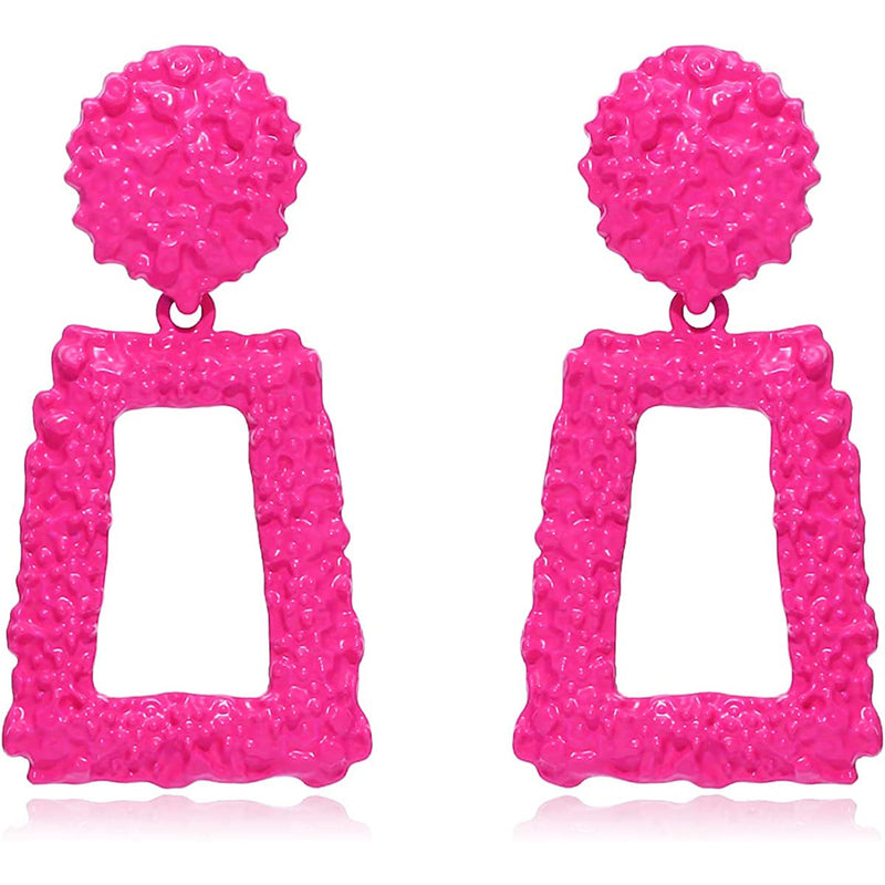 Conjunto de aretes geométricos de color rojo rosa para mujer