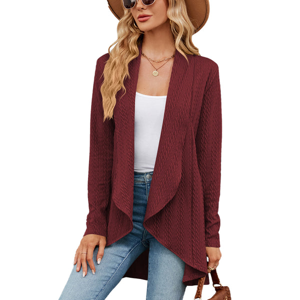 Women's Fashion Long Sleeve Solid Color Loose Cardigan Top