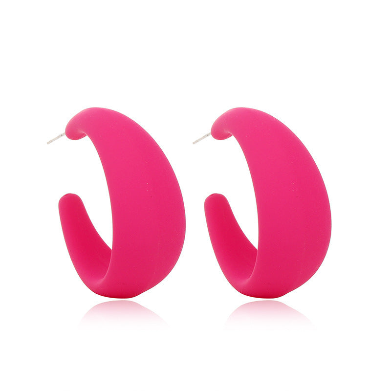 Conjunto de aretes geométricos de color rojo rosa para mujer