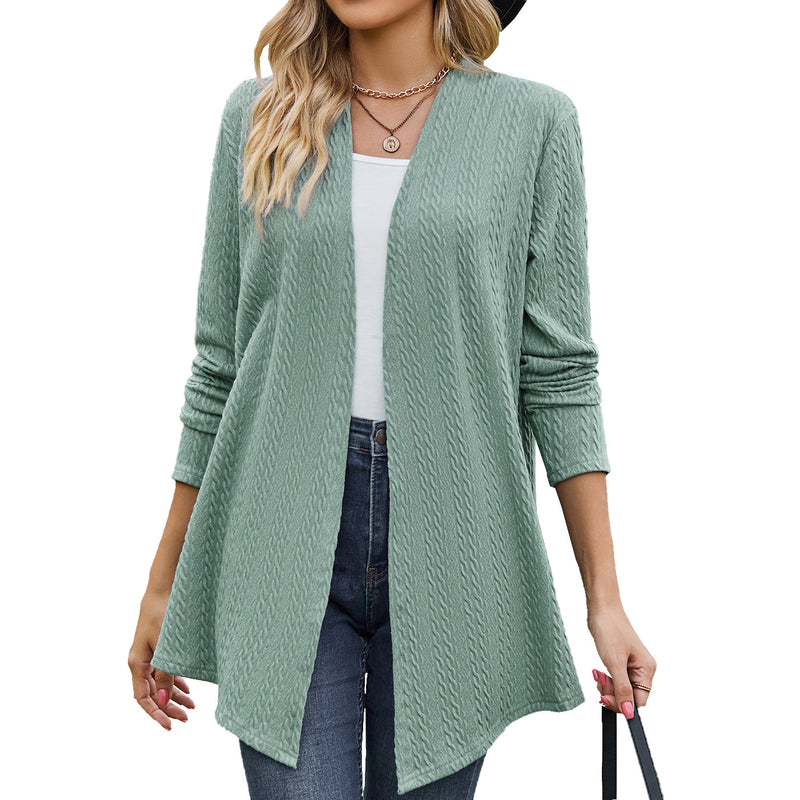 Women's Fashion Casual Solid Color Small Twist Long Sleeve Knitted Coat