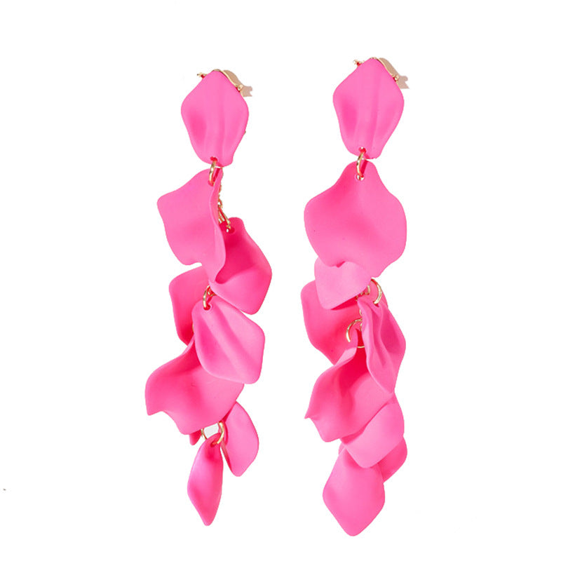 Conjunto de aretes geométricos de color rojo rosa para mujer