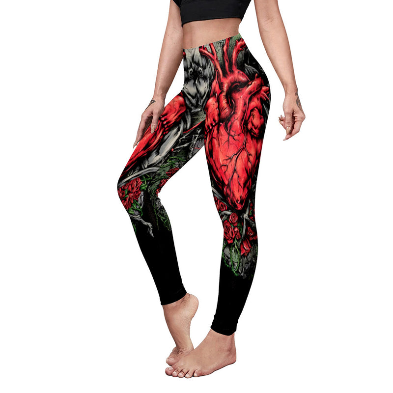 Pantalones de yoga elásticos delgados con estampado de telaraña de calabaza informal a la moda para mujer