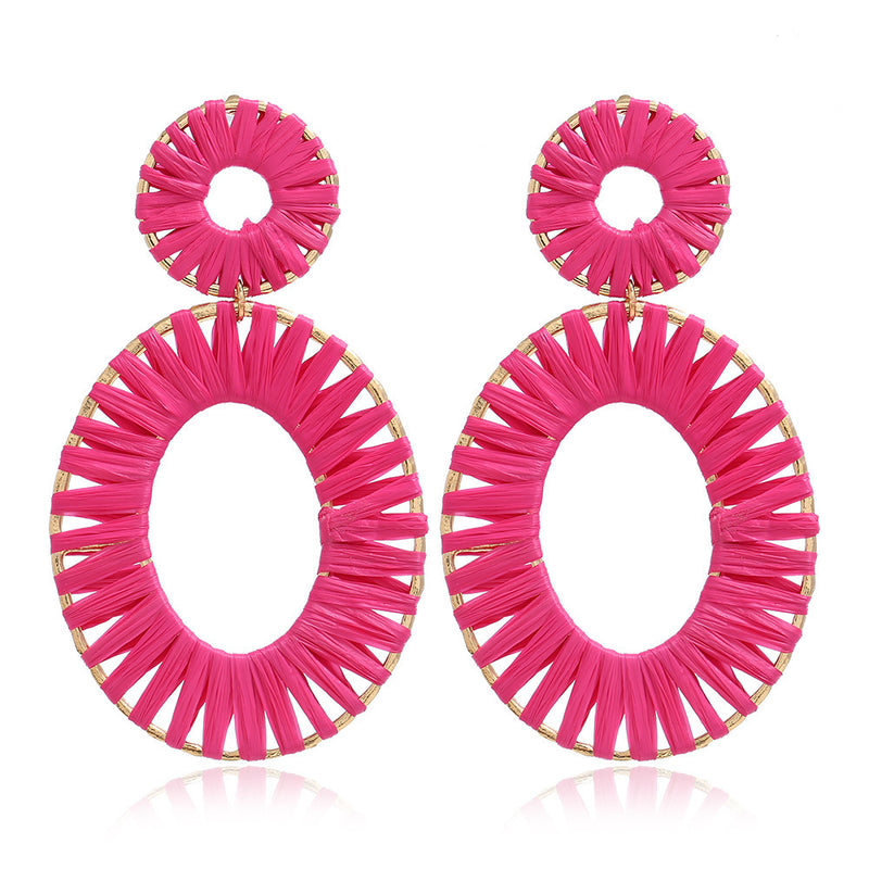 Conjunto de aretes geométricos de color rojo rosa para mujer