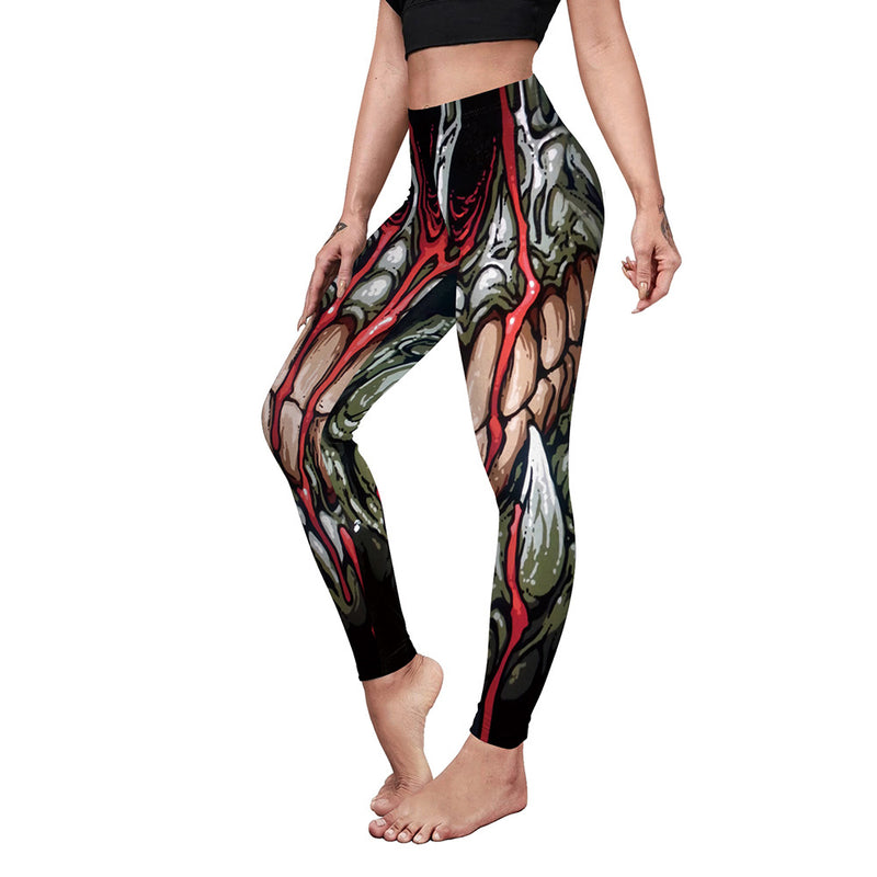 Women's Fashion Casual Pumpkin Spider Web Printed Slim Elastic Yoga Pants