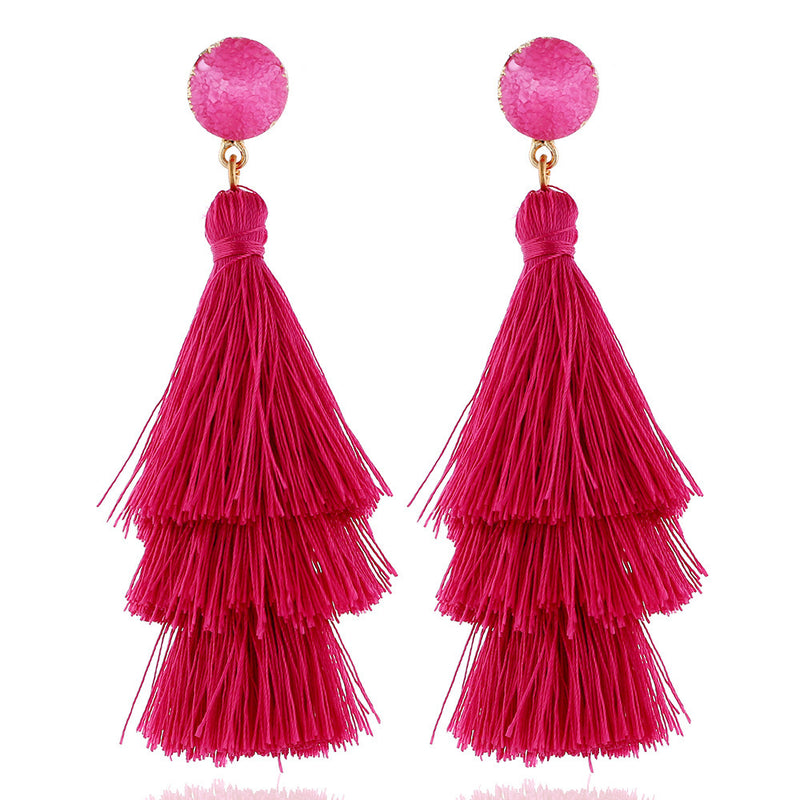 Conjunto de aretes geométricos de color rojo rosa para mujer