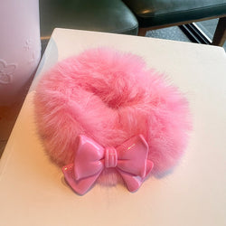 Japanese And Korean Sweet Bow Plush Hair Ring