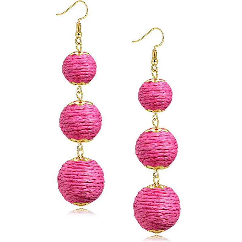 Conjunto de aretes geométricos de color rojo rosa para mujer