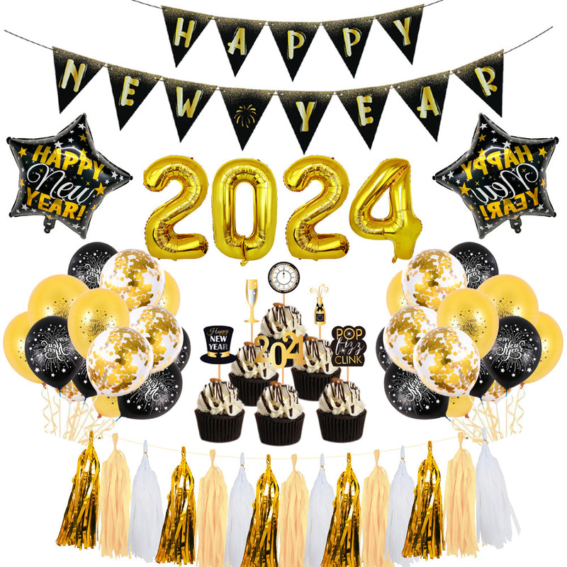 Diseño de decoración de fiesta de traje de año nuevo 2024