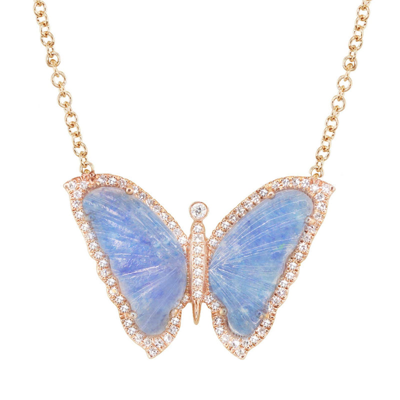 Acrylic Small Butterfly Oil Dripping Full Zirconium Necklace