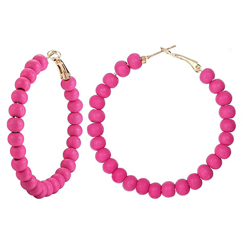 Conjunto de aretes geométricos de color rojo rosa para mujer