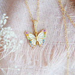 Butterfly Oil Dripping Zirconium Necklace Summer