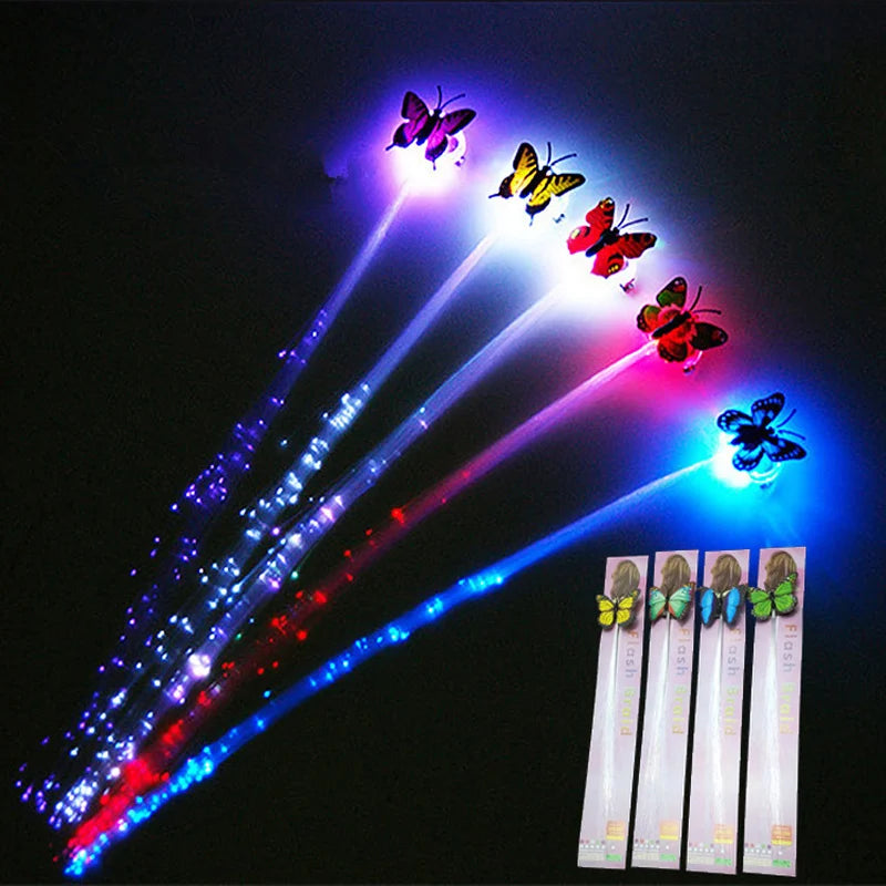 5pcs Glowing Hair Braid Christmas Decorations LED Headband Party Hairlights Halloween Glowing Braid Clip Neon Birthday Glow Rave