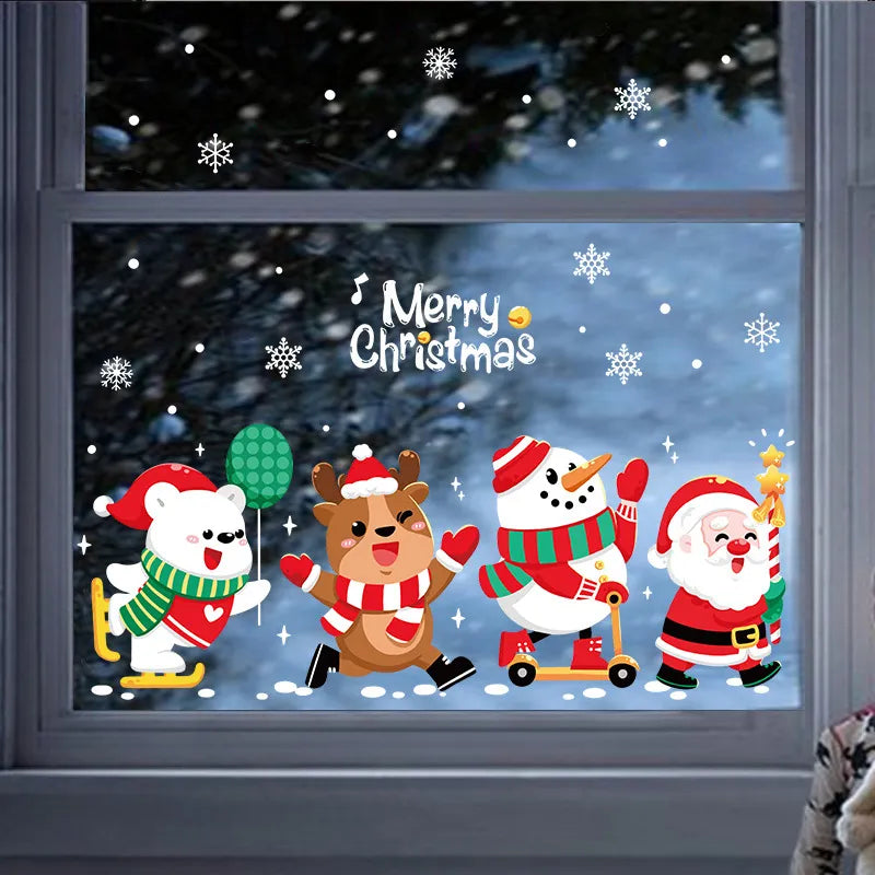 Christmas Decoration Window Stickers Santa Claus Christmas Tree Wall Stickers Decoration Xmas Decals Window Clings Stickers