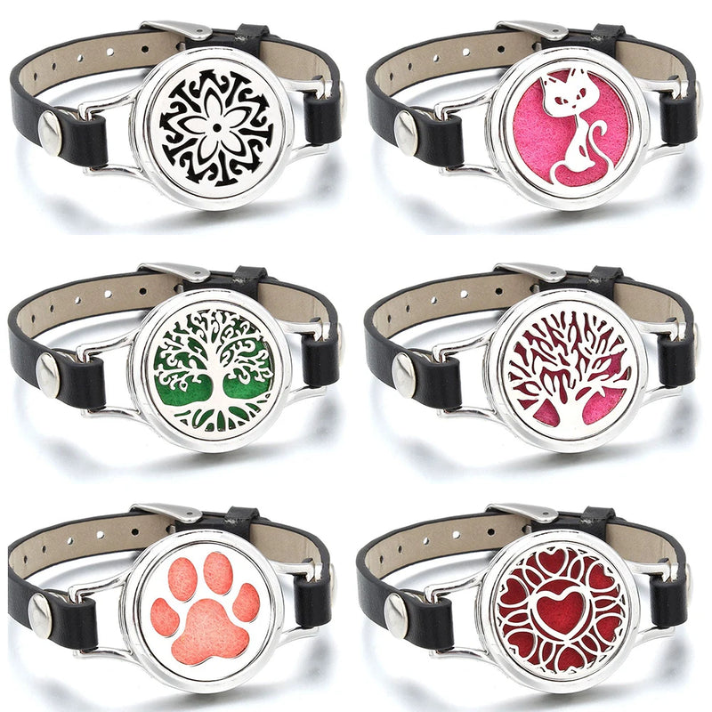 Tree of Life Leather Aromatherapy Bracelet Diffuser Jewelry Essential Oil Diffuser Perfume Aroma Diffuser Bracelet Drop Shipping