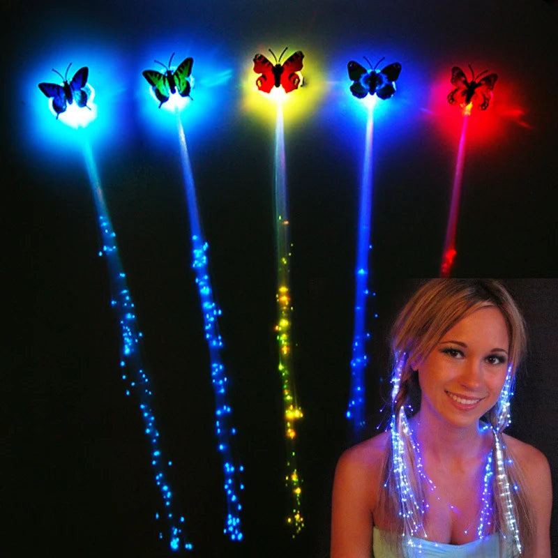 5 uds trenza de pelo brillante decoraciones de Navidad diadema LED luces para el pelo para fiesta Halloween Clip trenzado brillante neón cumpleaños resplandor Rave 