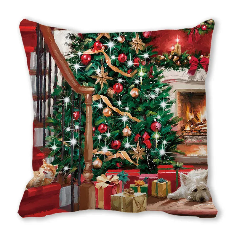 Navidad 2022, regalo de Año Nuevo, funda de almohada navideña para decoración navideña del hogar, funda de almohada navideña, Feliz Navidad, 45x45cm 