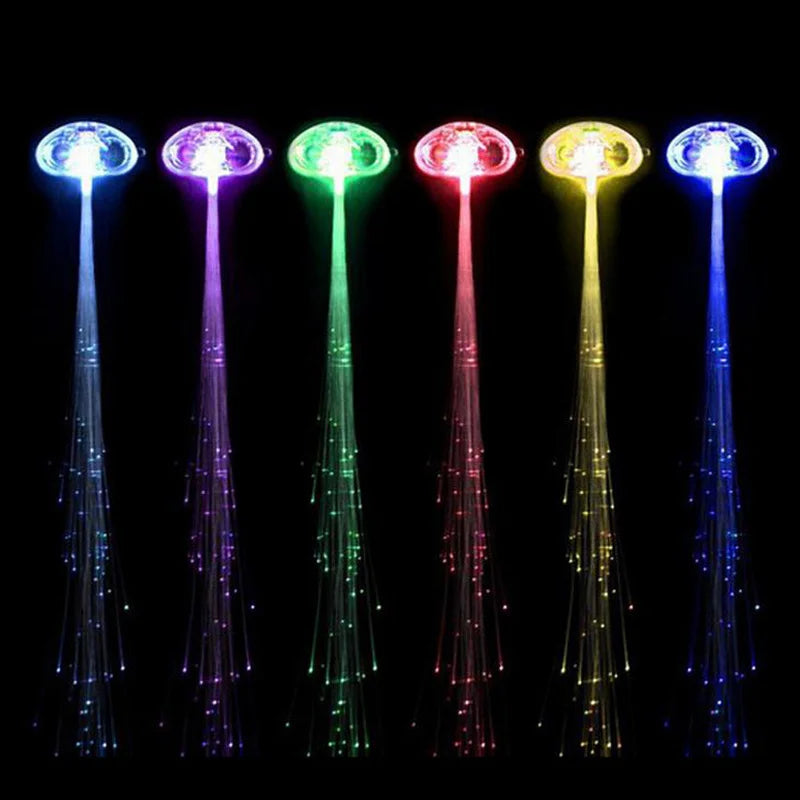 5 uds trenza de pelo brillante decoraciones de Navidad diadema LED luces para el pelo para fiesta Halloween Clip trenzado brillante neón cumpleaños resplandor Rave 