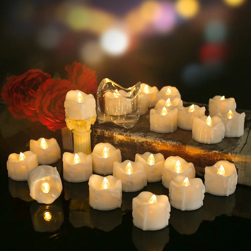 24Pcs Flickering LED Tealights Remote Control Battery Powered Flameless Candles For Home Party Birthday Christmas Decoration