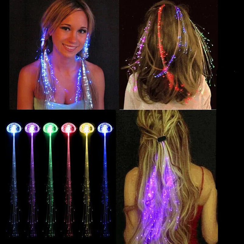 5 uds trenza de pelo brillante decoraciones de Navidad diadema LED luces para el pelo para fiesta Halloween Clip trenzado brillante neón cumpleaños resplandor Rave 