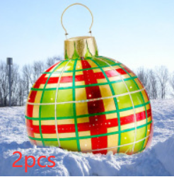 Bola de adorno de Navidad para exteriores, bola decorada inflable de Pvc de 60CM, bolas grandes gigantes de PVC, decoraciones para árboles de Navidad, pelota de juguete