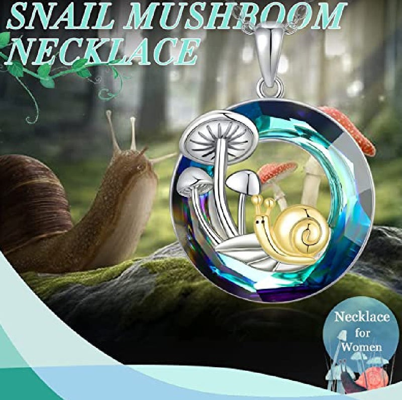 New Round Crystal Mushroom Snail Pendant Necklace