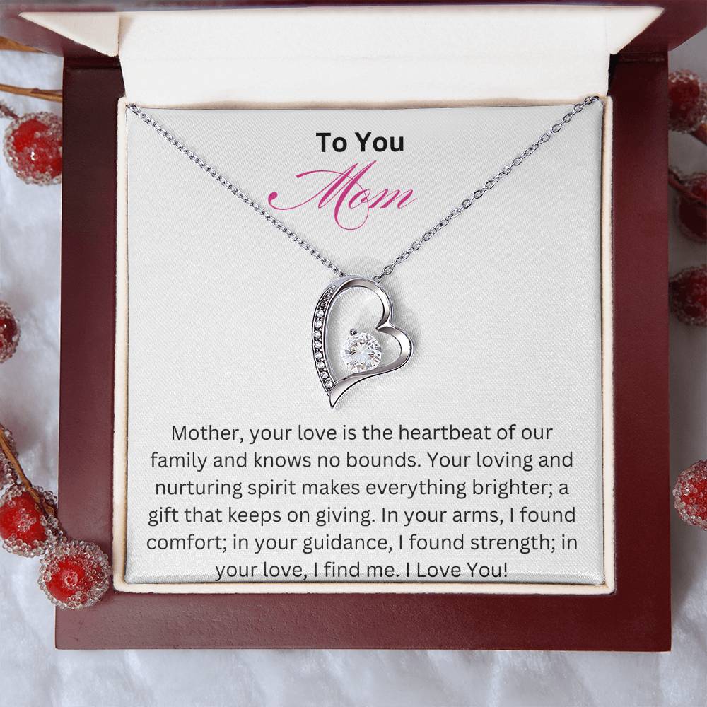 Forever Love Necklace - Love is the Heartbeat Mom