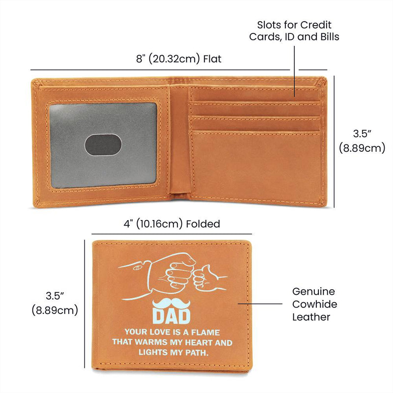 Graphic Leather Wallet - Your Love Is A Flame Dad