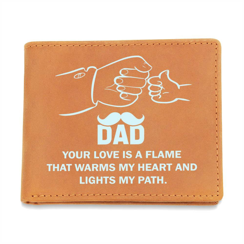 Graphic Leather Wallet - Your Love Is A Flame Dad