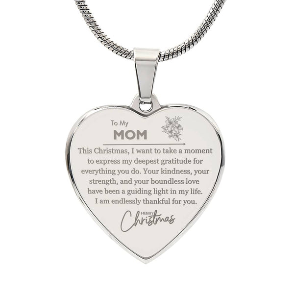 Engraved Heart Necklace - Deepest Gratitude Mom