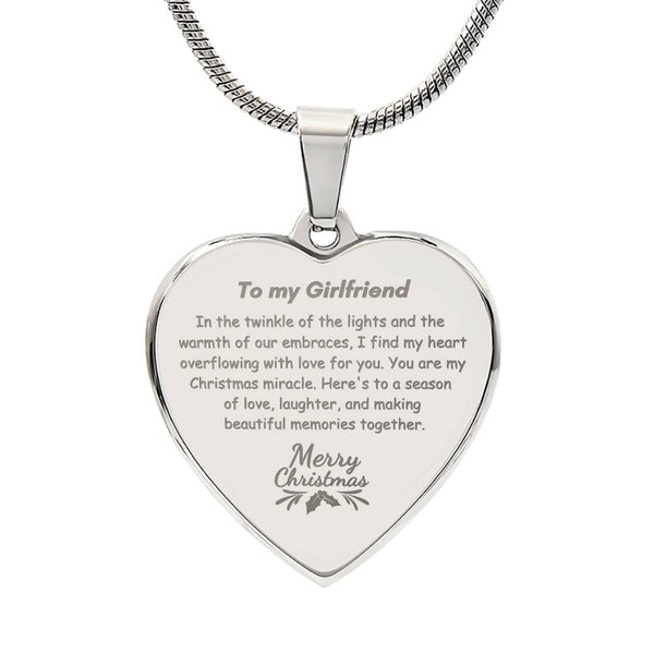 Engraved Heart Necklace - Twinkle of the Lights Christmas Girlfriend