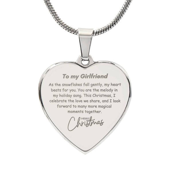 Engraved Heart Necklace - Snowflakes Fall Gently Girlfriend