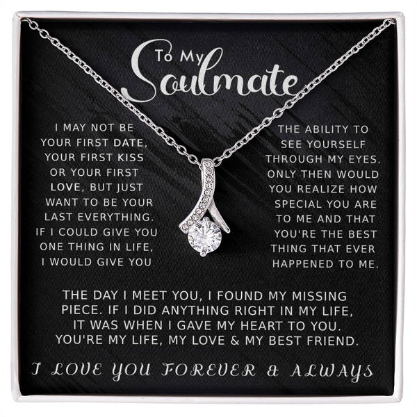 To My Soulmate Necklace For Women, Necklace For Wife From Husband,Girlfriend Necklace From Boyfriend, Wife Birthday Gifts From Husband