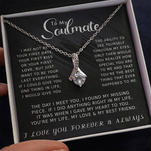 To My Soulmate Necklace For Women, Necklace For Wife From Husband,Girlfriend Necklace From Boyfriend, Wife Birthday Gifts From Husband