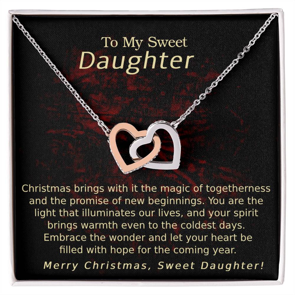 Interlocking  Hearts Necklace - To My Sweet Daughter