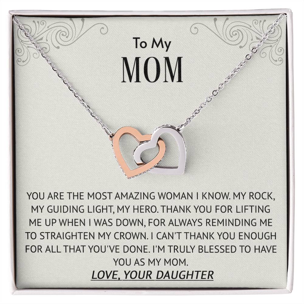 Interlocking Hearts Necklace -Most Amazing Woman Mom