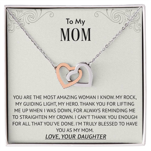 Interlocking Hearts Necklace -Most Amazing Woman Mom