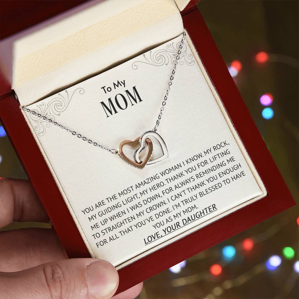 Interlocking Hearts Necklace -Most Amazing Woman Mom