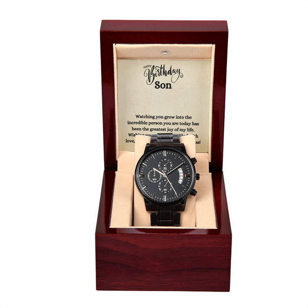 Black Chronograph Watch - Watching You Grow Son