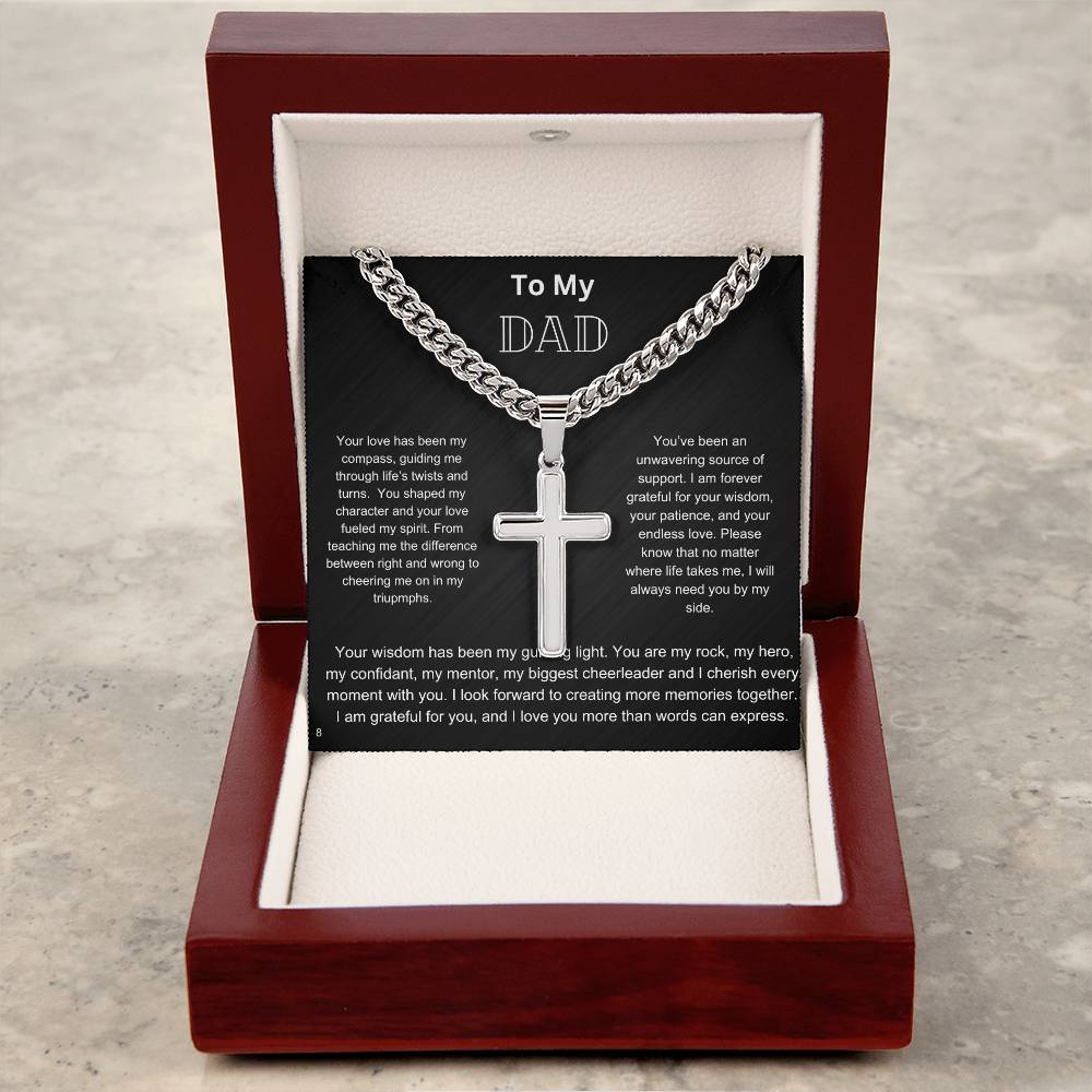 Cross Necklace with Cuban Chain - Dad #8 RW1