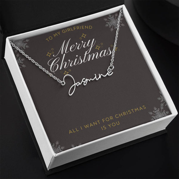 Signature Name Necklace - Merry Christmas Girlfriend