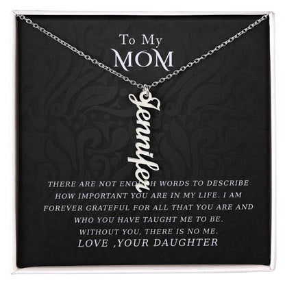 Vertical Name Necklace - Not Enough Words Mom