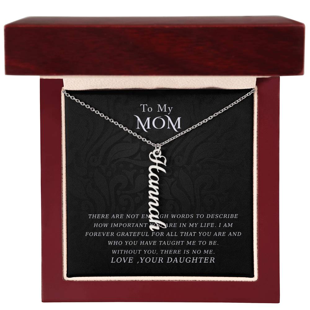 Vertical Name Necklace - Not Enough Words Mom